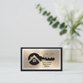 Luxury Black and Gold QR Code Photo Real Estate  Visitekaartje (Staand voorkant)