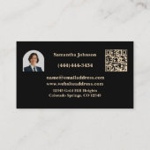 Luxury Black and Gold QR Code Photo Real Estate  Visitekaartje (Achterkant)