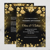 Luxury Black and Gold Wedding Invitation (Devant / Derrière)