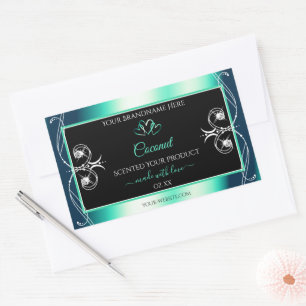 Luxury Black Blauwgroen productlabels diamanten ha Rechthoekige Sticker