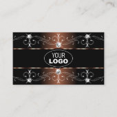 Luxury Black Brown  Borders Logo en foto Visitekaartje (Voorkant)