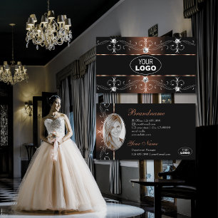Luxury Black Brown  Borders Logo en foto Visitekaartje