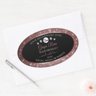 Luxury Black Burgundy Glitter Product Labels Logo