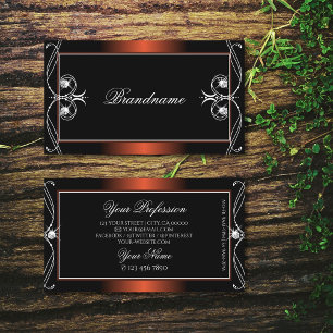 Luxury Black Copper Sparkle Jewels Ornament Visitekaartje