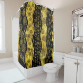 Luxury Black en Gold African Pattern Douchegordijn (In situ)