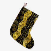 Luxury Black en Gold African Pattern Kleine Kerstsok (Voorkant (Hangend))