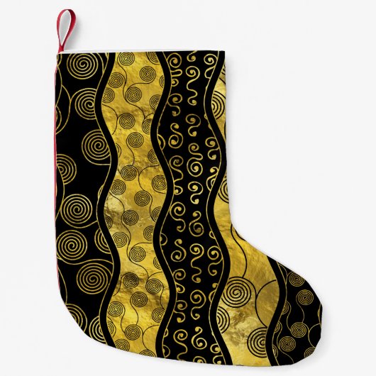 Luxury Black en Gold African Pattern Kleine Kerstsok (Voorkant)