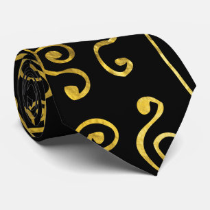 Luxury Black en Gold African Pattern Stropdas