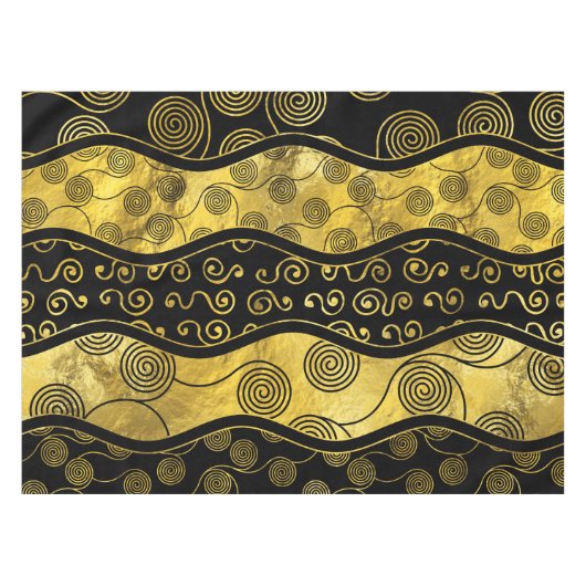 Luxury Black en Gold African Pattern Tafelkleed (Voorkant (Horizontaal))