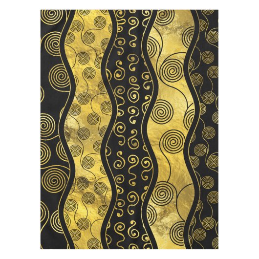 Luxury Black en Gold African Pattern Tafelkleed (Voorkant)