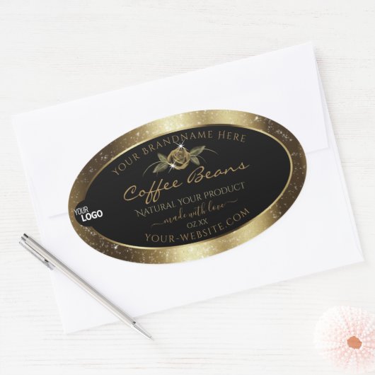 Luxury Black en Gold Brown Product Labels Logo (Envelop)
