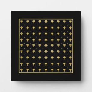 Luxury Black en Gold  Damask-patroon Fotoplaat