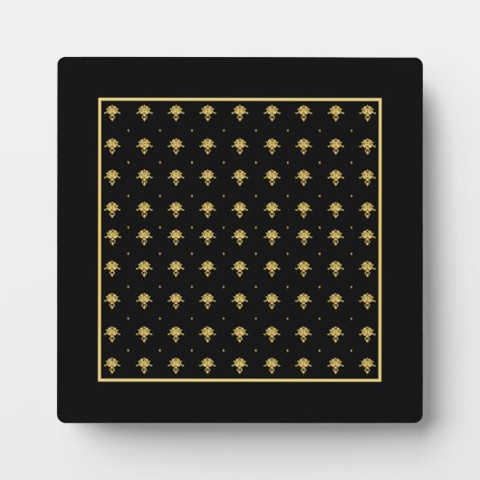 Luxury Black en Gold  Damask-patroon Fotoplaat (Voorkant)