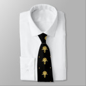 Luxury Black en Gold  Damask-patroon Stropdas (Gebonden)