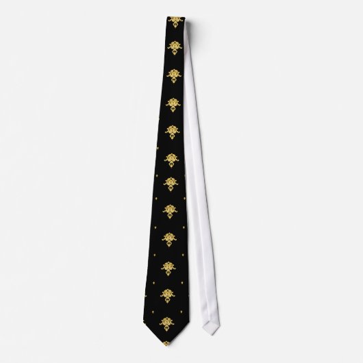 Luxury Black en Gold  Damask-patroon Stropdas (Voorkant)