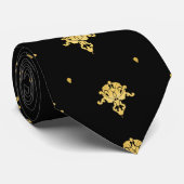 Luxury Black en Gold  Damask-patroon Stropdas (Opgerold)