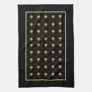 Luxury Black en Gold  Damask-patroon Theedoek