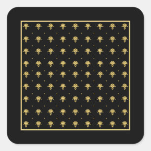 Luxury Black en Gold  Damask-patroon Vierkante Sticker