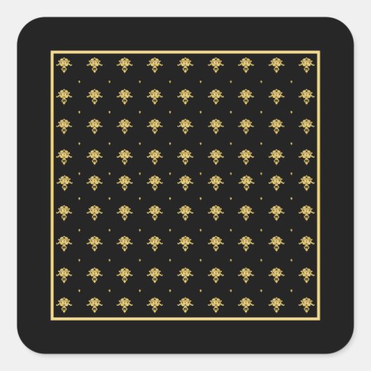 Luxury Black en Gold  Damask-patroon Vierkante Sticker (Voorkant)