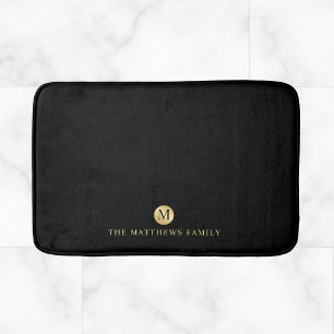 Luxury Black en Gold-gepersonaliseerd monogram Badmat