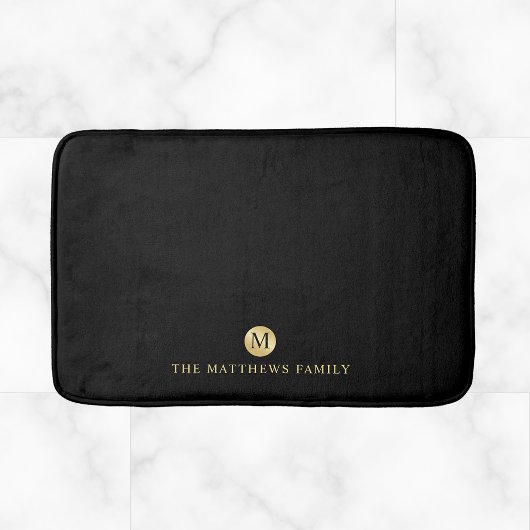 Luxury Black en Gold-gepersonaliseerd monogram Badmat