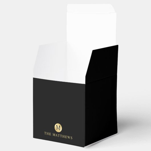 Luxury Black en Gold-gepersonaliseerd monogram Bedankdoosjes (Geopend)