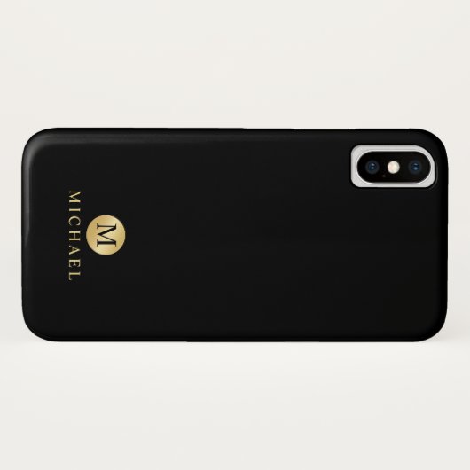 Luxury Black en Gold-gepersonaliseerd monogram Case-Mate iPhone Case (Achterkant (horizontaal))