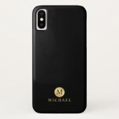 Luxury Black en Gold-gepersonaliseerd monogram Case-Mate iPhone Case (Achterkant)