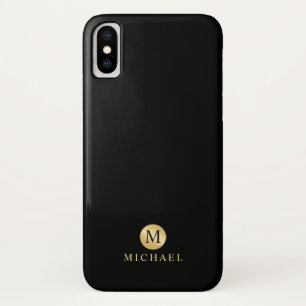 Luxury Black en Gold-gepersonaliseerd monogram iPhone X Hoesje