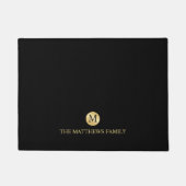 Luxury Black en Gold-gepersonaliseerd monogram Deurmat (Voorkant)