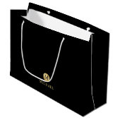 Luxury Black en Gold-gepersonaliseerd monogram Groot Cadeauzakje (Voorkant Gekanteld)