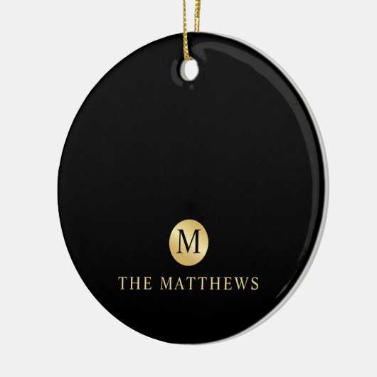 Luxury Black en Gold-gepersonaliseerd monogram Keramisch Ornament (Links)