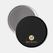 Luxury Black en Gold-gepersonaliseerd monogram Magneet (Voorkant / Achterkant)