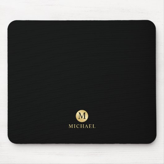 Luxury Black en Gold-gepersonaliseerd monogram Muismat (Voorkant)
