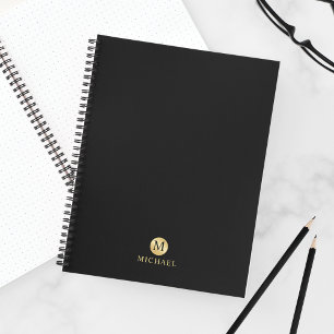 Luxury Black en Gold-gepersonaliseerd monogram Notitieboek