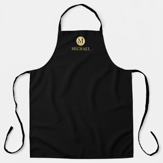 Luxury Black en Gold-gepersonaliseerd monogram Schort (Voorkant)