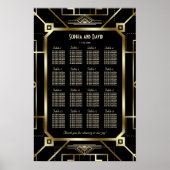 Luxury Black en Gold Great Seating Chart Poster (Voorkant)