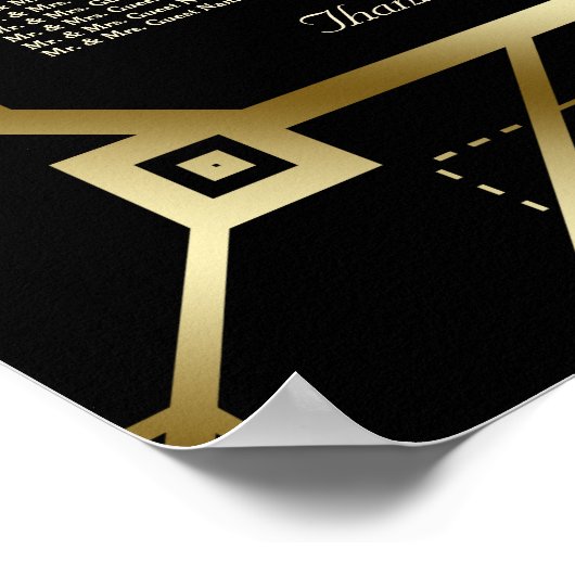 Luxury Black en Gold Great Seating Chart Poster (Hoek)