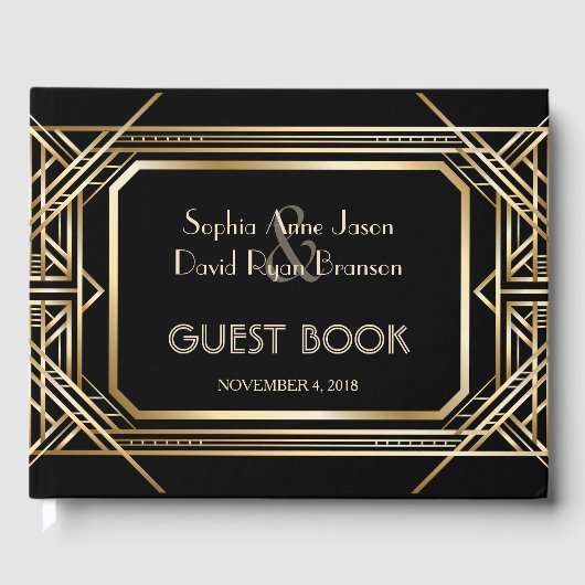 Luxury Black en Gold Great Wedding Gastenboek (Voorkant)