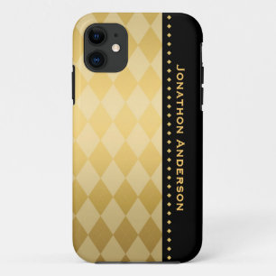 Luxury Black en Gold Masculine Argyle iPhone 11 Hoesje