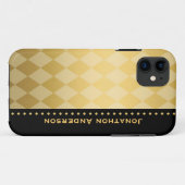 Luxury Black en Gold Masculine Argyle Case-Mate iPhone Case (Achterkant (horizontaal))
