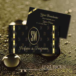 Luxury Black en Gold met gepatterde monogram Visitekaartje