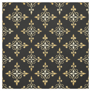 Luxury Black en Gold Quatre Floral Damask Stof