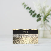 Luxury Black en Gold Sparking Glitter Monogram Visitekaartje (Staand voorkant)