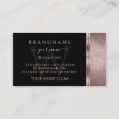 Luxury Black en Roos Gold Glitter Monogram Visitekaartje (Achterkant)