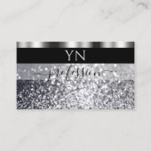 Luxury Black en Silver Sparking Glitter Monogram Visitekaartje (Voorkant)