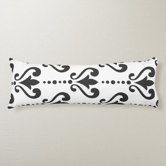 Luxury Black en White Damask Lichaamskussen (Voorkant)