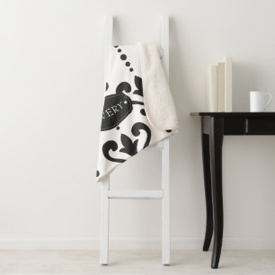 Luxury Black en White, persoonlijk Sherpa Deken
