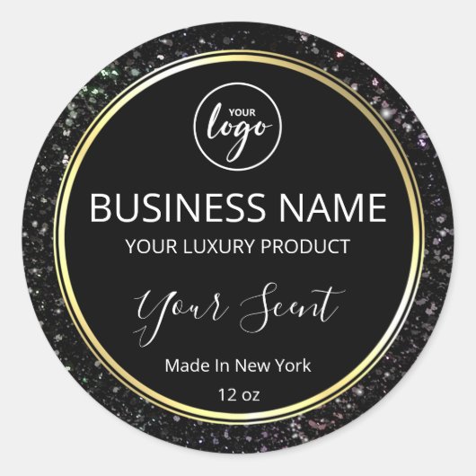 Luxury Black Glitter Body Butter Labels (Voorkant)