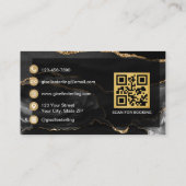 Luxury Black Gold Agate Glitter QR Code Visitekaartje (Achterkant)